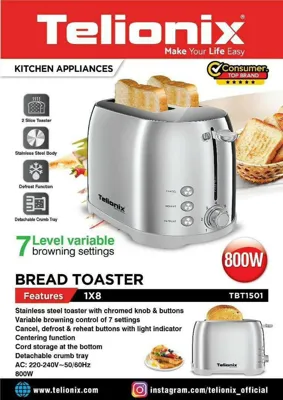 👑توسترنان مارک تلونیکس👑

یکی از مزایای اصلی توستر نان، سرعت و سهولت استفاده از آن است. در مقایسه با روش‌های سنتی برشته کردن نان، استفاده از توستر نان زمان کمتری می‌برد و نتیجه یکنواخت‌تری ارائه می‌دهد. همچنین، این دستگاه به شما کمک می‌کند تا از نان‌های باقی‌مانده به بهترین شکل استفاده کنید و آنها را دوباره تازه و گرم کنید.

انتخاب یک توستر نان مناسب می‌تواند تجربه صبحانه شما را بهبود بخشد.

یکی از اولین نکاتی که باید در نظر بگیرید، تعداد شیارهای توستر است.توسترهای نان معمولاً دارای تنظیمات مختلف برشتگی هستند که به شما امکان می‌دهند تا میزان برشته شدن نان را بر اساس سلیقه خود تنظیم کنید. به دنبال توستری باشید که دارای تنظیمات برشتگی دقیق و قابل تنظیم باشد.

کیفیت فووق العاده