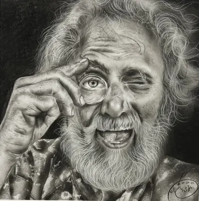 تابلو پیرمرد خندان ابعاد تقریبی A3