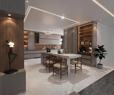 نورپردازی ظریف آشپزخونه