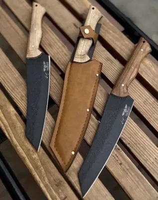 چاقوی کاربردی دسته چوبی با غلاف