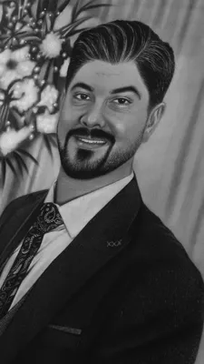 تابلو چهره مرد سیاه قلم اصفهان