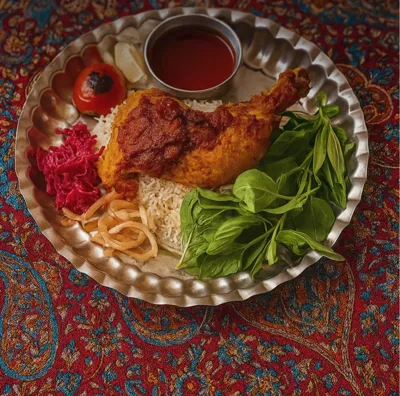زرشک پلو با مرغ ترمه