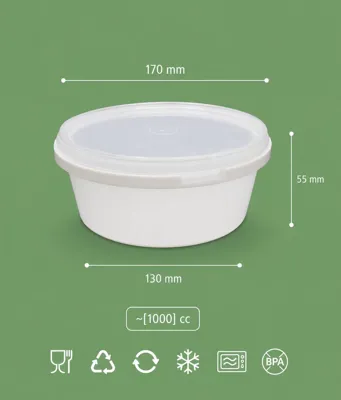 ظرف گرد 1000 cc، ارتفاع 55 mm